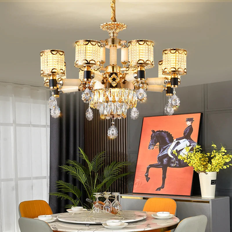 Afralia™ Luxury Crystal Chandelier Dining Living Room Bedroom Pendant Lamp