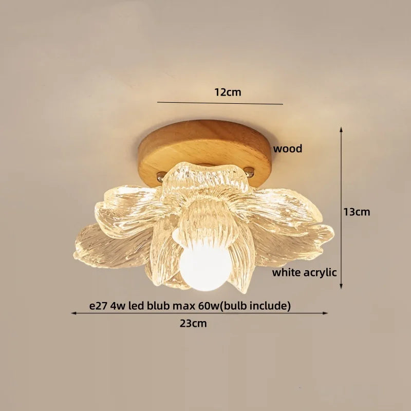 Afralia™ Modern Wood Glass LED Ceiling Light Fixture for Home Lighting