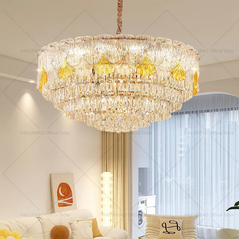 Afralia™ European Crystal Chandelier Light for Luxury Living Room, Dining Room, Hall and Villa
