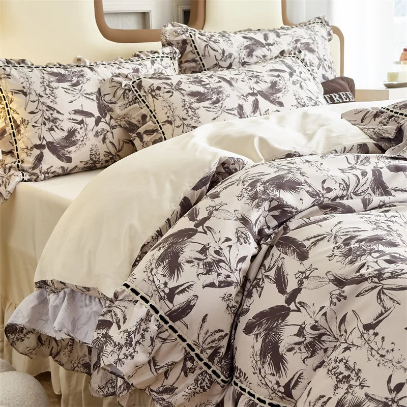 Afralia™ Luxury Lace Ruffles Princess Bedding Set - Queen/King Size