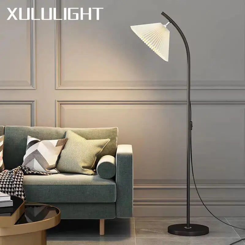 Afralia™ Minimalist Pleated Lampshade Floor Lamp