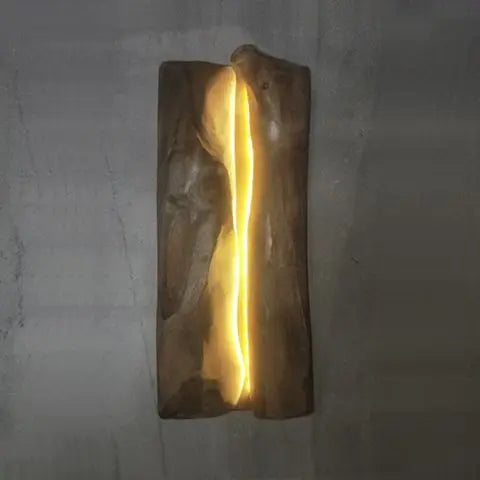 Afralia™ Wood Art Log Wall Lamp | New Chinese Solid Wood Bedside Lighting