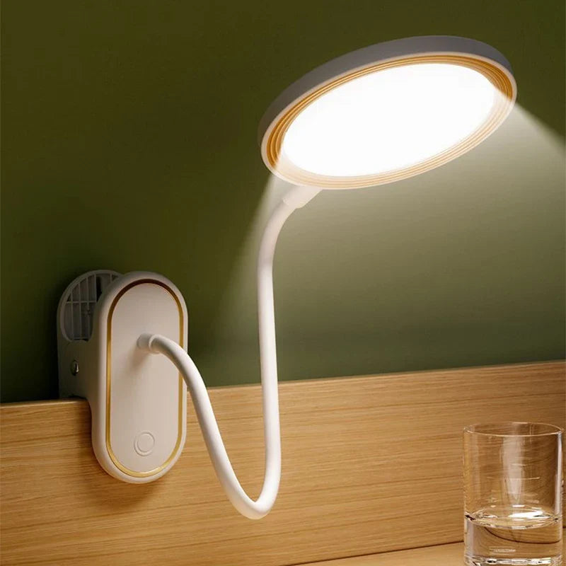 Afralia™ LED Clip Desk Lamp | USB Rechargeable, 3 Modes Dimming, Bed Reading Light