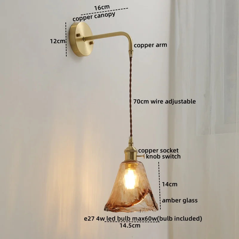 Afralia™ Gray Glass LED Wall Sconce Lamp for Home Decor, Bedroom, Living Room - Nordic Design