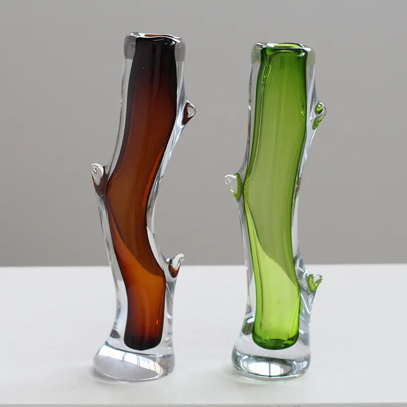 Afralia™ Glass Vase Branch Fork Shape Thick Bottle Floral Arrangement Terrarium