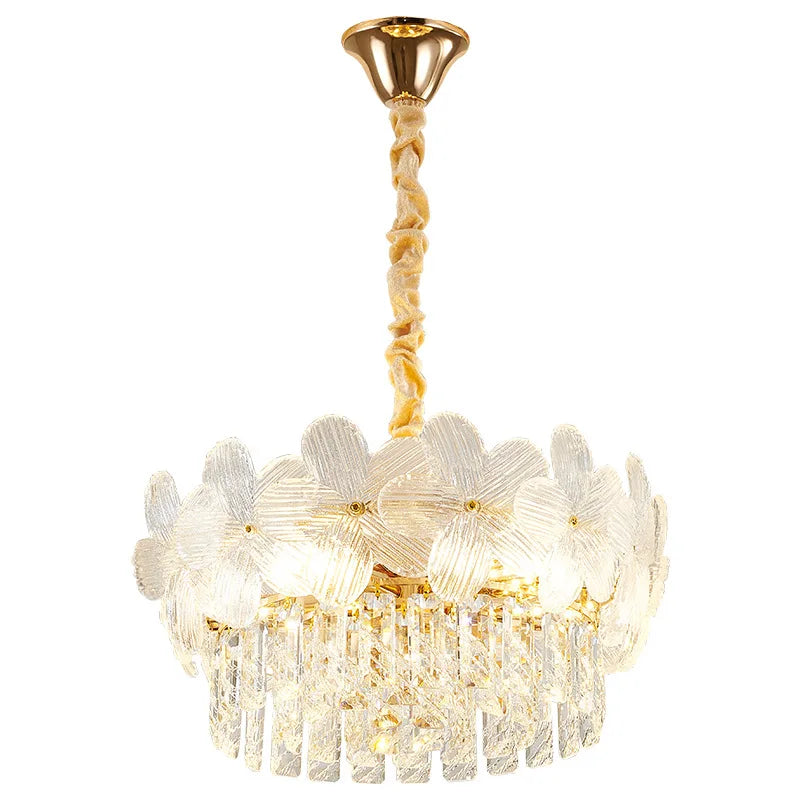 Afralia™ French Flower Crystal Chandelier: Elegant Living Room Ceiling Lamp