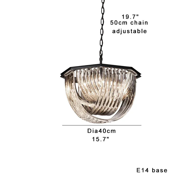 Afralia™ Modern Curved Glass Crystal Chandelier for Elegant Living Room & Dining Room Decor