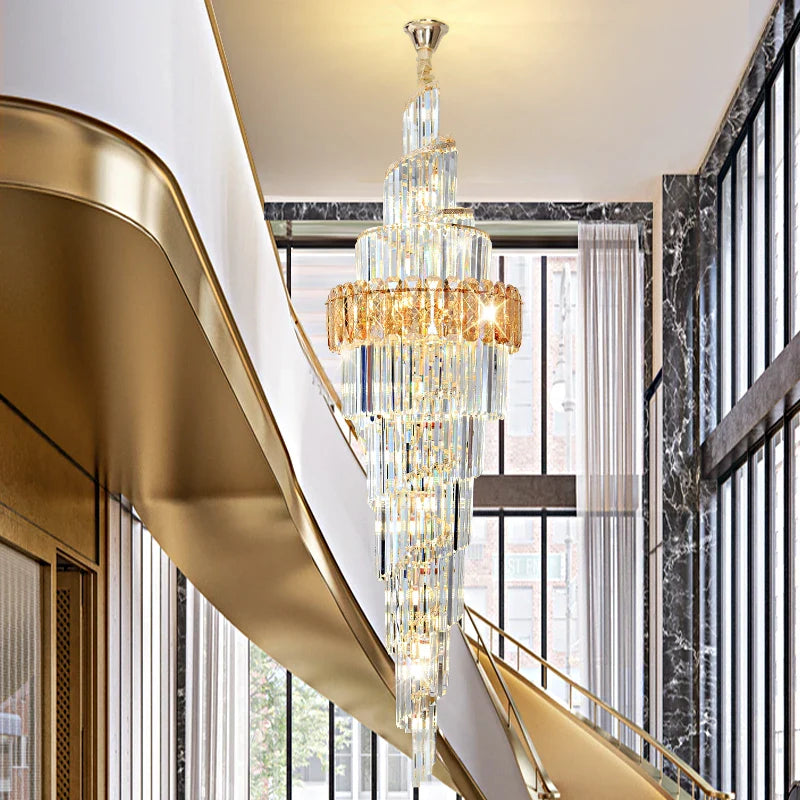 Afralia™ Spiral Staircase Chandelier: Luxury Postmodern Loft Light for Hotel, Villa, KTV