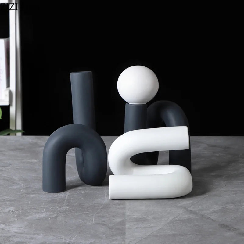 Afralia™ Twisted Pipeline Ceramic Sculpture Desk Decoration Statement Piece