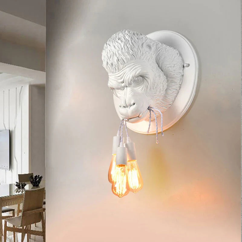 Afralia™ Gorilla Resin Wall Lamp: Modern Retro Animal LED Home Decor Bedside Lighting