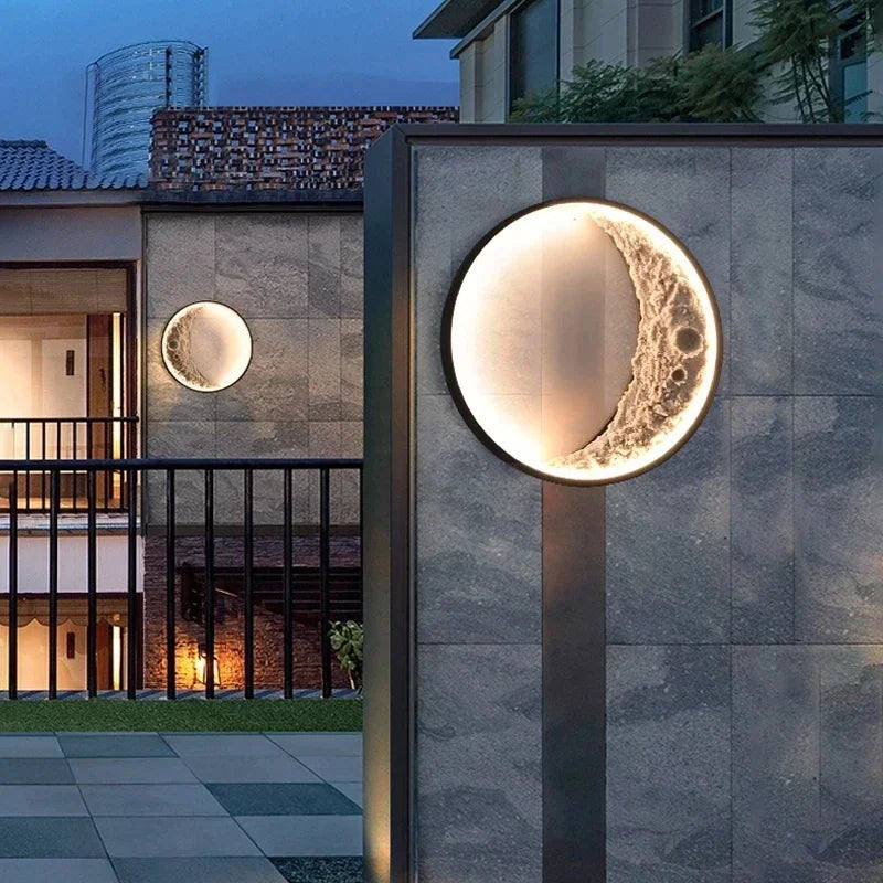 Afralia™ Outdoor LED Moon Wall Light for Garden Terrace Porch, Aluminum Sconces