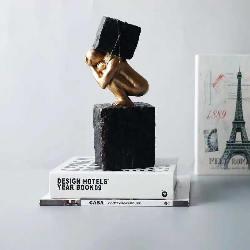 Resin Thinker Statue Bedroom Ornament by Afralia