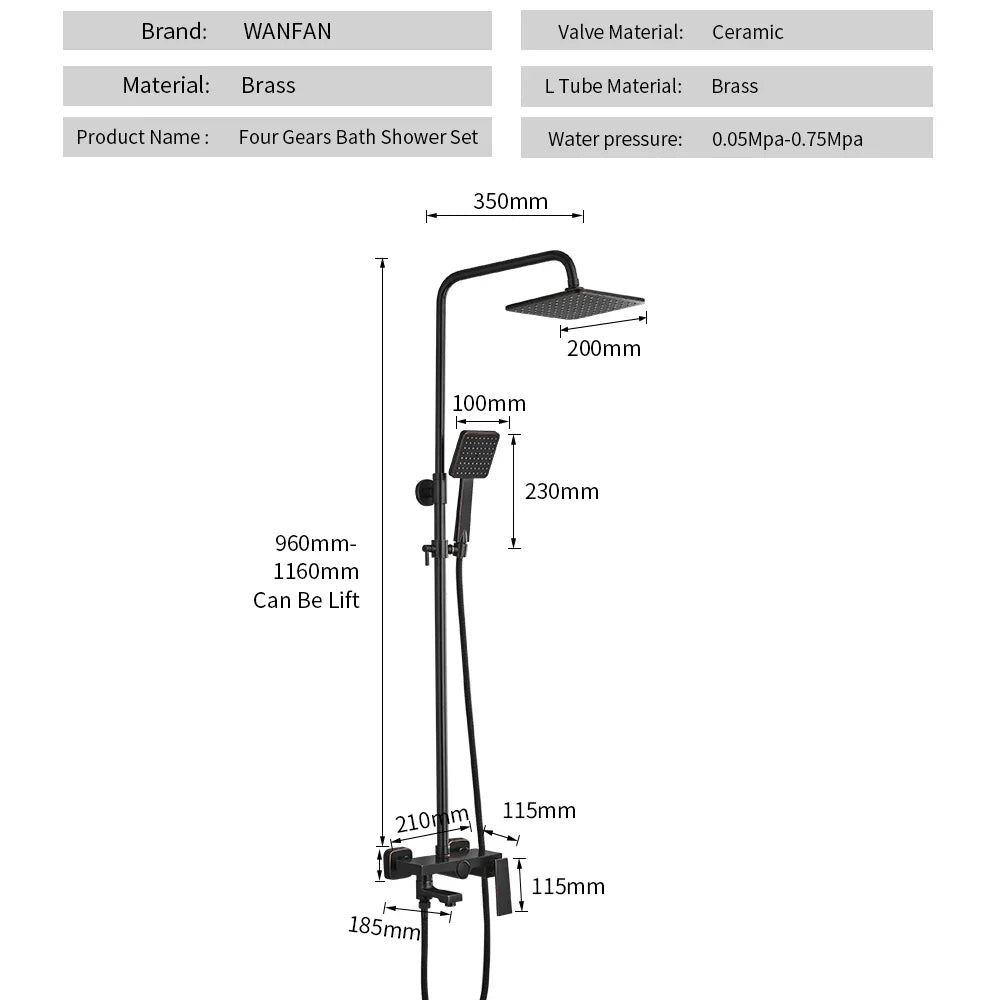Afralia™ Brass Chrome Round Tube Shower Faucet with Slide Bar and Single Handle