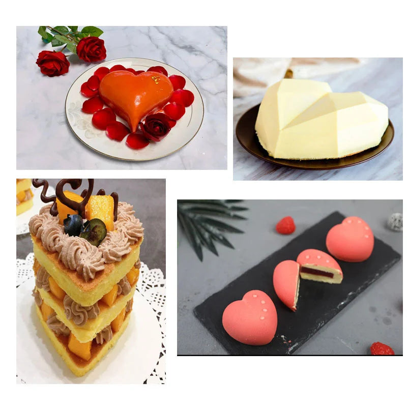 Afralia™ Heart-Shaped Stainless Steel Mousse Mold Set - Baking Tool for Cakes & Desserts