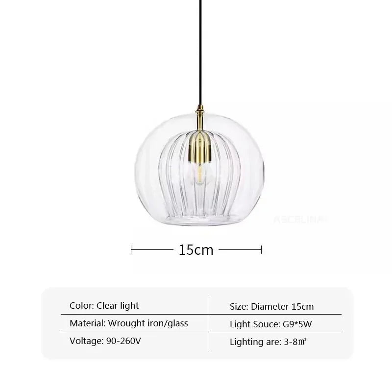 Afralia™ Nordic Glass Pendant Light LED Hanging Lamp for Home Indoor Decor