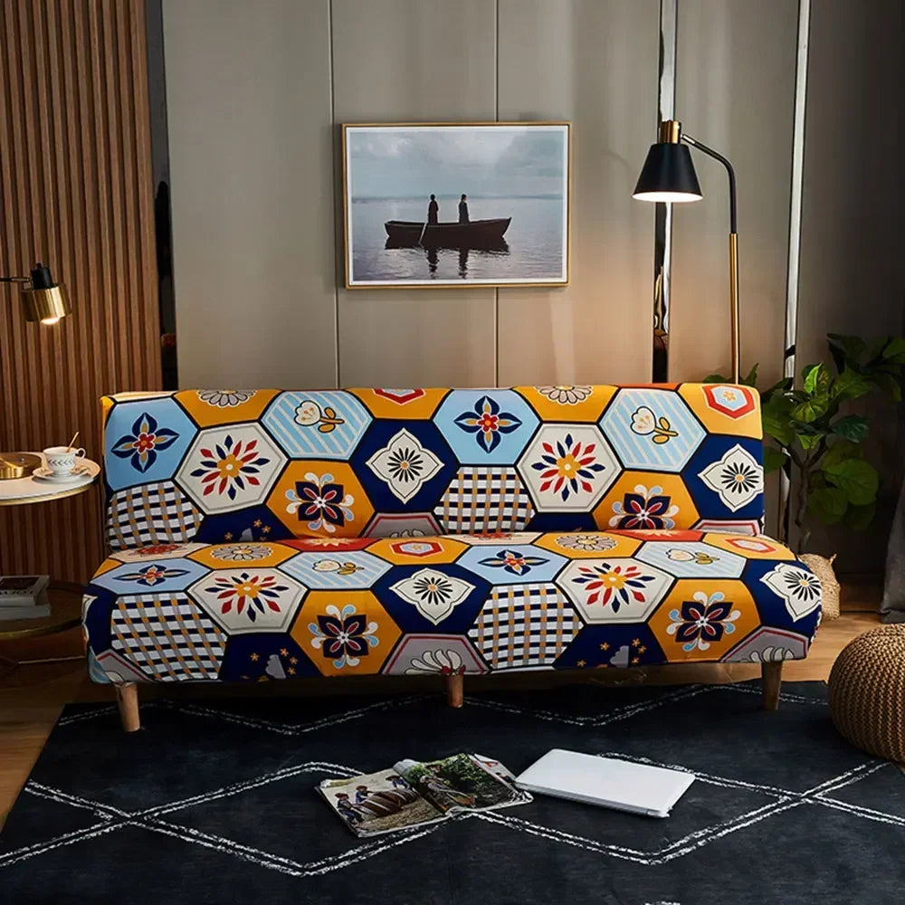Afralia™ Bohemian Mandala Futon Sofa Cover - No Armrest Couch Slipcover
