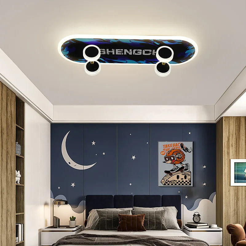 Afralia™ Kids Skateboard LED Ceiling Light for Modern Children's Rooms