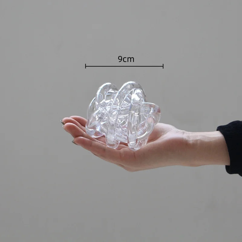 Afralia™ Glass Coil Wound Ball Ornament: Hand-made, Geometric, Transparent, Home Decoration