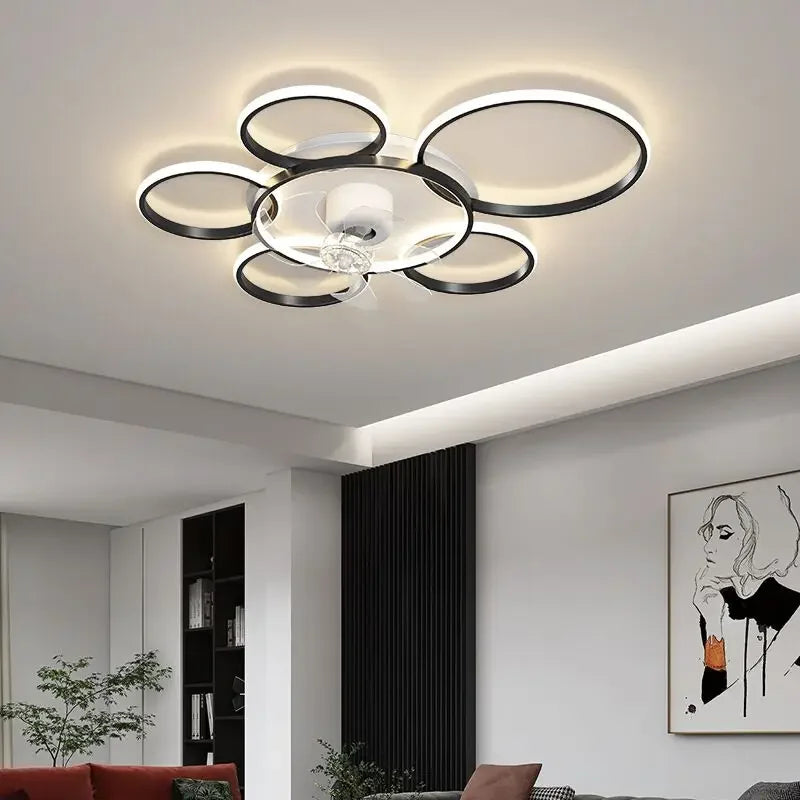 Afralia™ Luxury Modern Nordic Living Room Fan Lamp - Integrated Ceiling Light