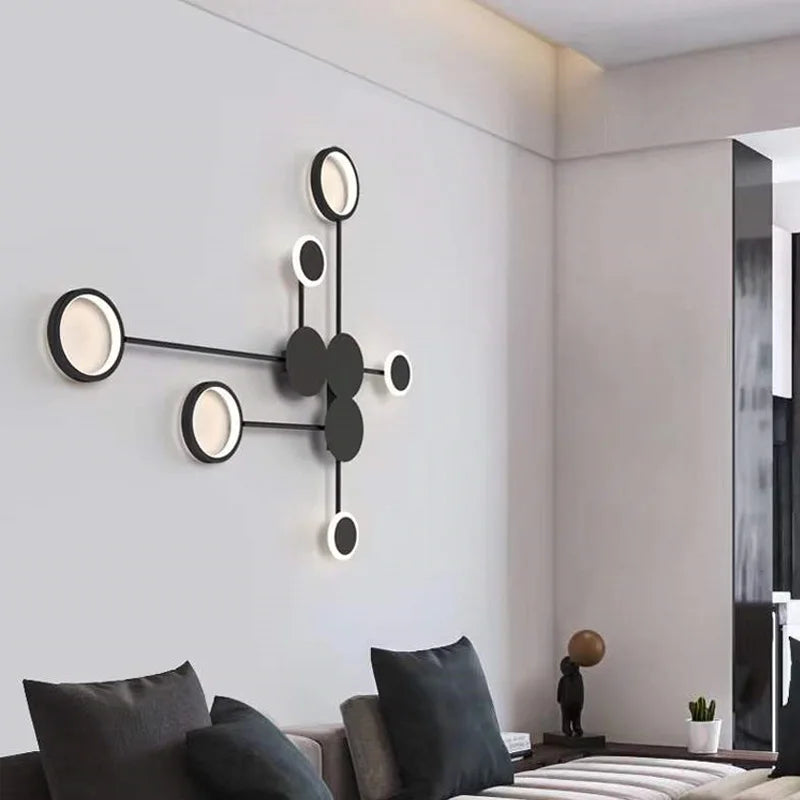 Afralia™ Black Gold LED Wall Lamp for Indoor Bedroom Living Room Stairs Bar