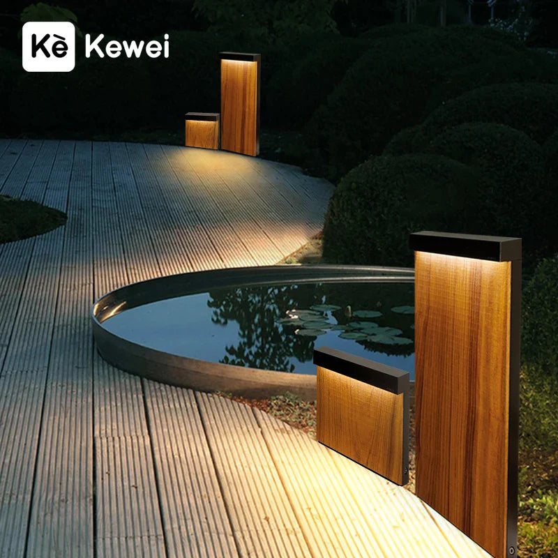 Afralia™ LED Wood Grain Lawn Light - Waterproof Stainless Steel Street Lamp