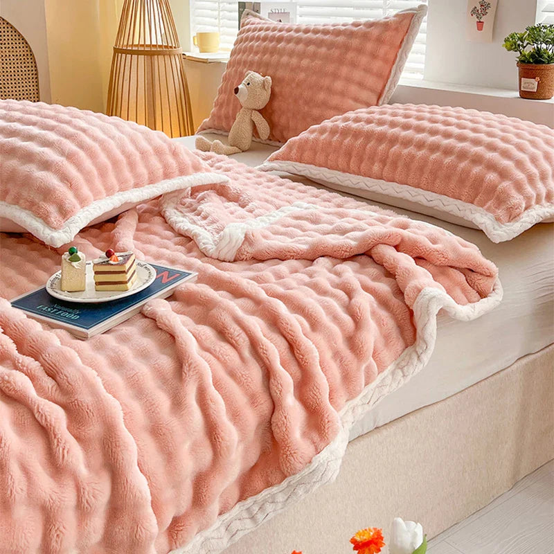 Afralia™ Plush Velvet Bed Blanket for Cozy Autumn Warmth, Soft Coral Fleece Sofa Throw