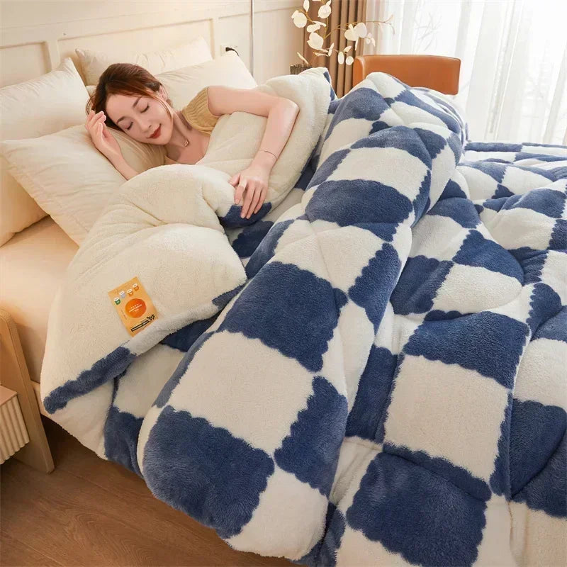 Afralia™ Cozy Checkerboard Cashmere Weighted Blanket for Ultimate Winter Warmth