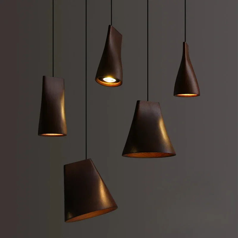 Afralia™ Nordic Wood Bedside Lamp LED Chandelier for Bedroom, Restaurant, and Bar Table