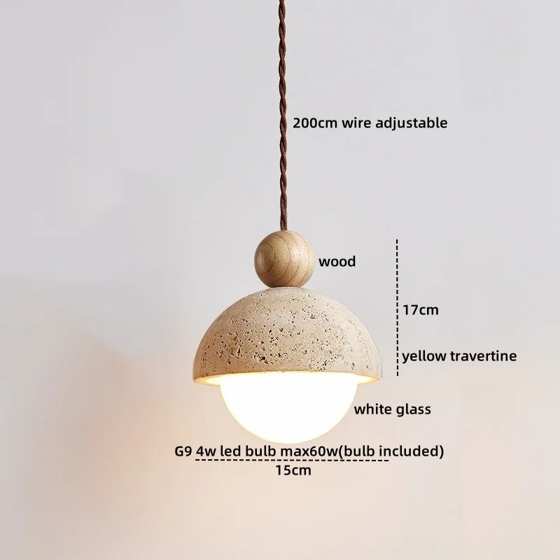 Afralia™ Travertine Stone LED Pendant Chandelier for Modern Living Spaces