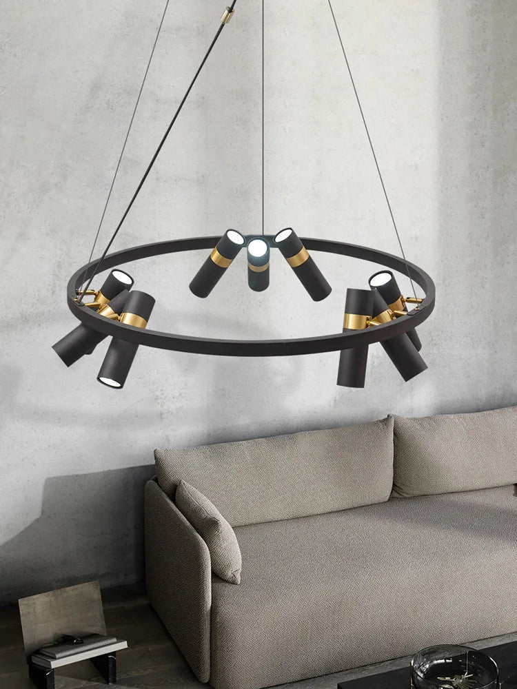 Afralia™ Black Ring LED Pendant Light for Living Room Dining Kitchen Bar