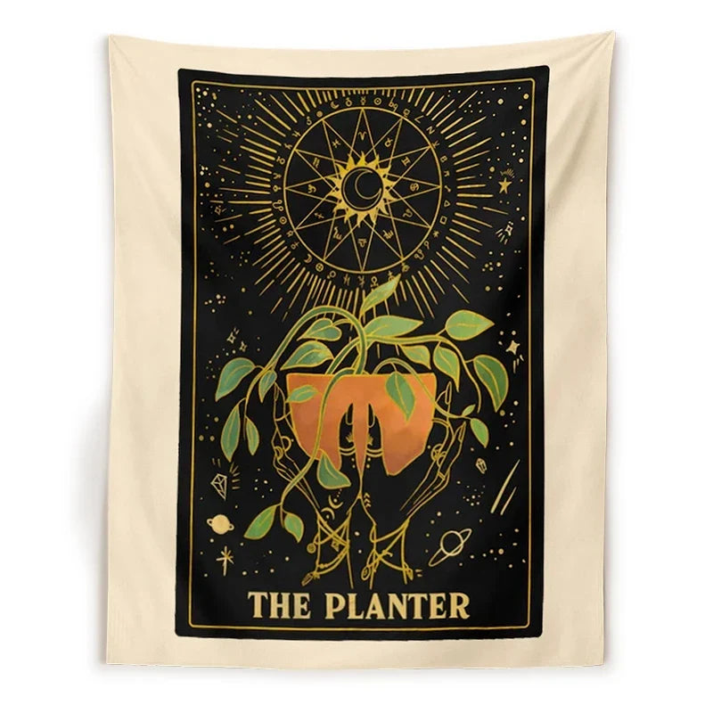 Afralia™ Retro Tarot Tapestry Plant Wall Hanging | Botanical Aesthetic Bohemian Decor