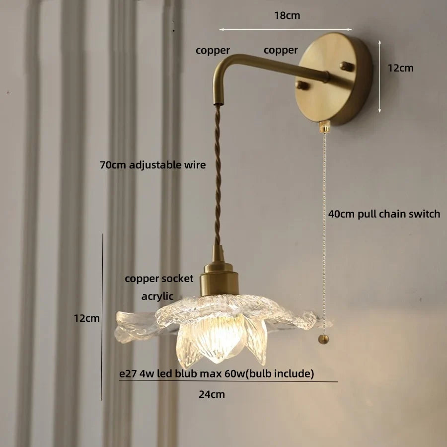 Afralia™ Clear Flower Acrylic LED Wall Lamp: Copper Modern Nordic Stair Light
