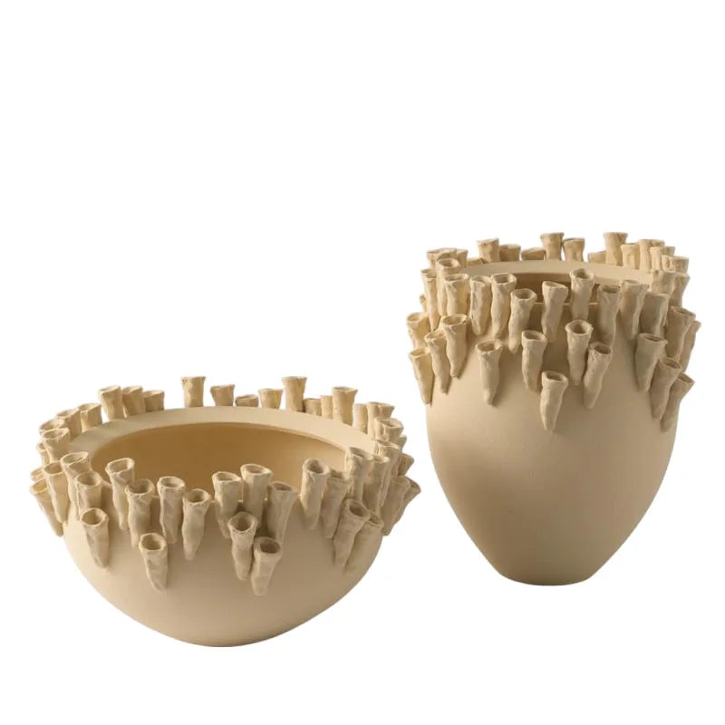 Afralia™ Handcrafted Ceramic Relief Vase for Home Decor & Flower Arrangement