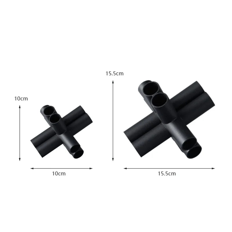 Afralia™ Geometric Pipe Cross Star Black Metal Decorative Figurines