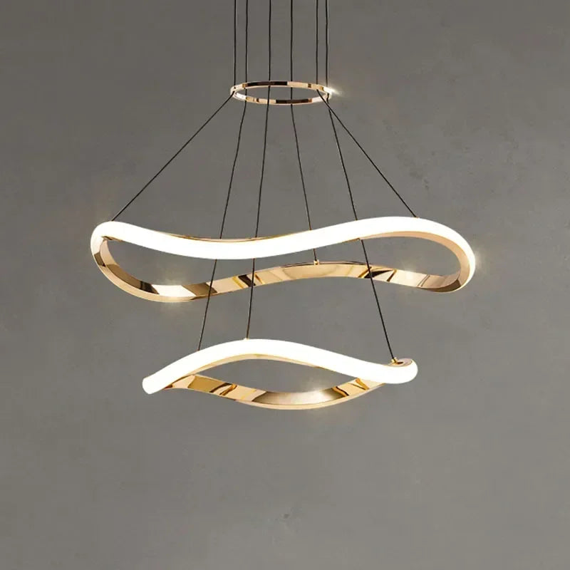 Afralia™ Modern LED Pendant Chandelier - Luxury Gold Hanging Lamp