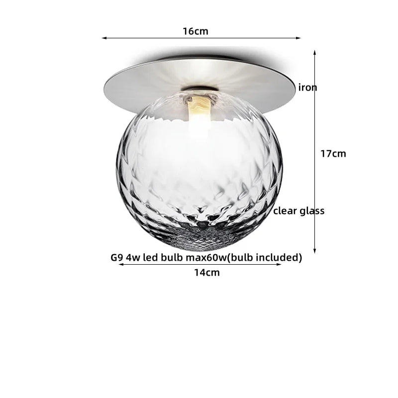 Afralia™ Iron Glass LED Ceiling Lamp Ball Shape Modern Living Room Light Fixtures
