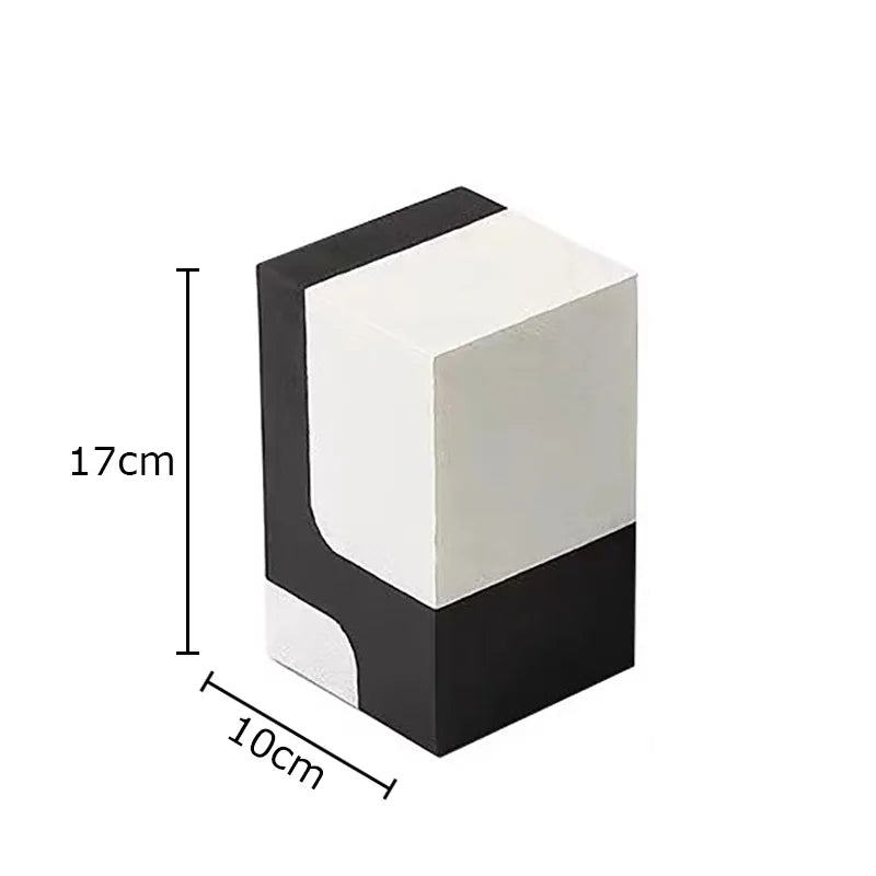 Afralia™ Square Block Resin Sculpture Desk Decor Modern Art Ornament Aesthetic Cube Block