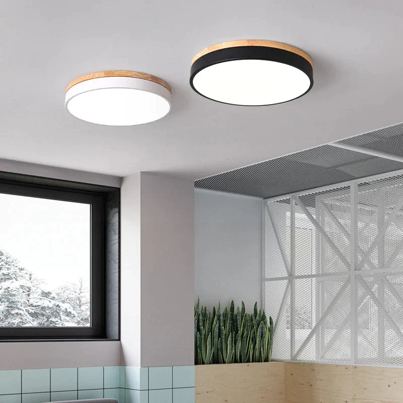 Afralia™ Nordic Wooden LED Ceiling Light - Modern Glossy Fixture for Living Room