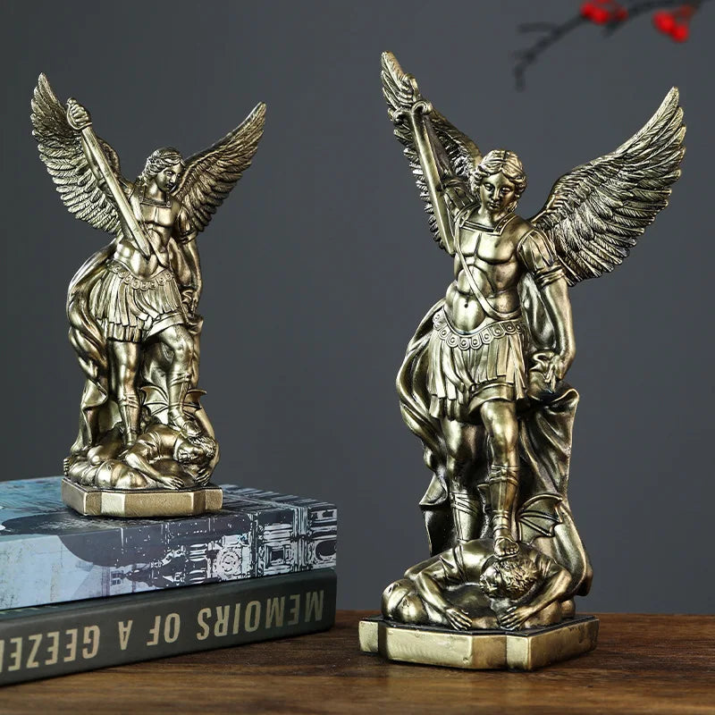 Afralia™ St. Michael Catholic Saint Sculpture Resin Decor Figure Church Altar Home Protection