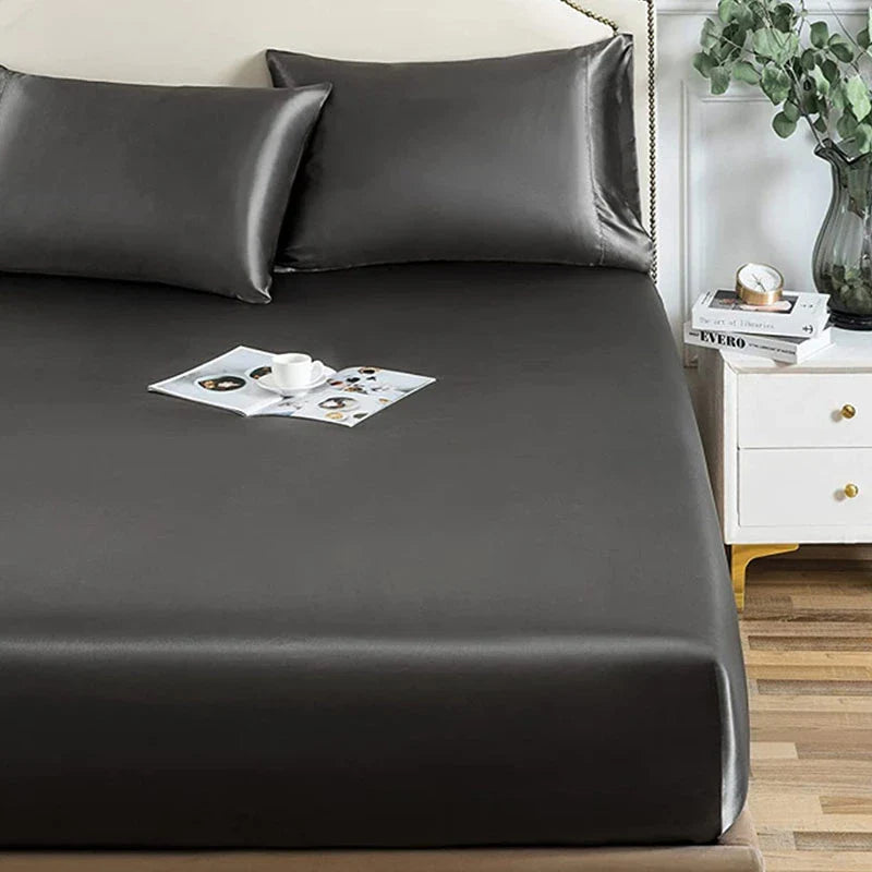 Afralia™ High-Quality Rayon Satin Bed Sheets King Queen Full Twin Single Double Bed Linen