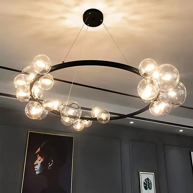 Afralia™ Glass Chandelier G9 Hanging Light for Living Room Bedroom Decor