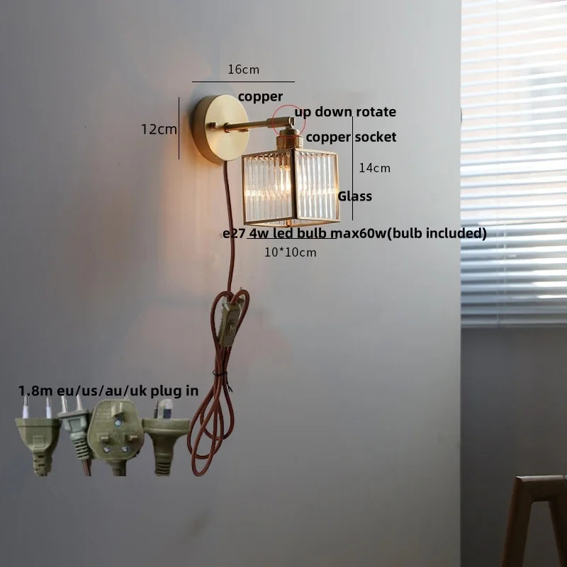 Afralia™ Glass LED Wall Sconce Pull Chain Switch Modern Bathroom Light