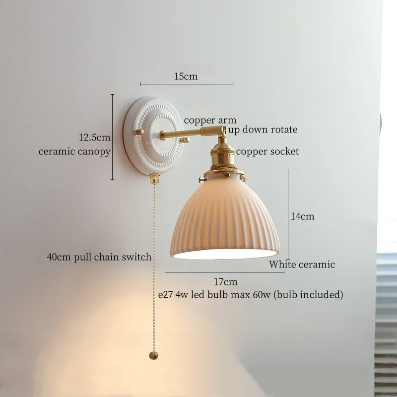 Afralia™ Striped Ceramic LED Wall Sconce: Modern Nordic Interior Light