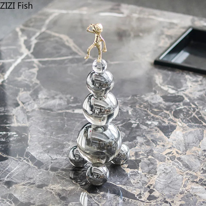 Afralia™ Crystal Sphere Ornaments: Modern Geometric Desk Decor & Aesthetic Room Sculpture