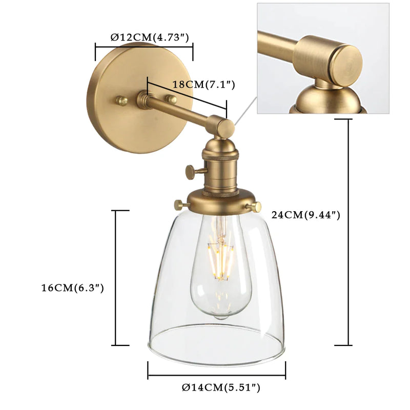 Afralia™ Industrial Dome Glass Wall Sconce Light - Single Fixture with Clear Shade