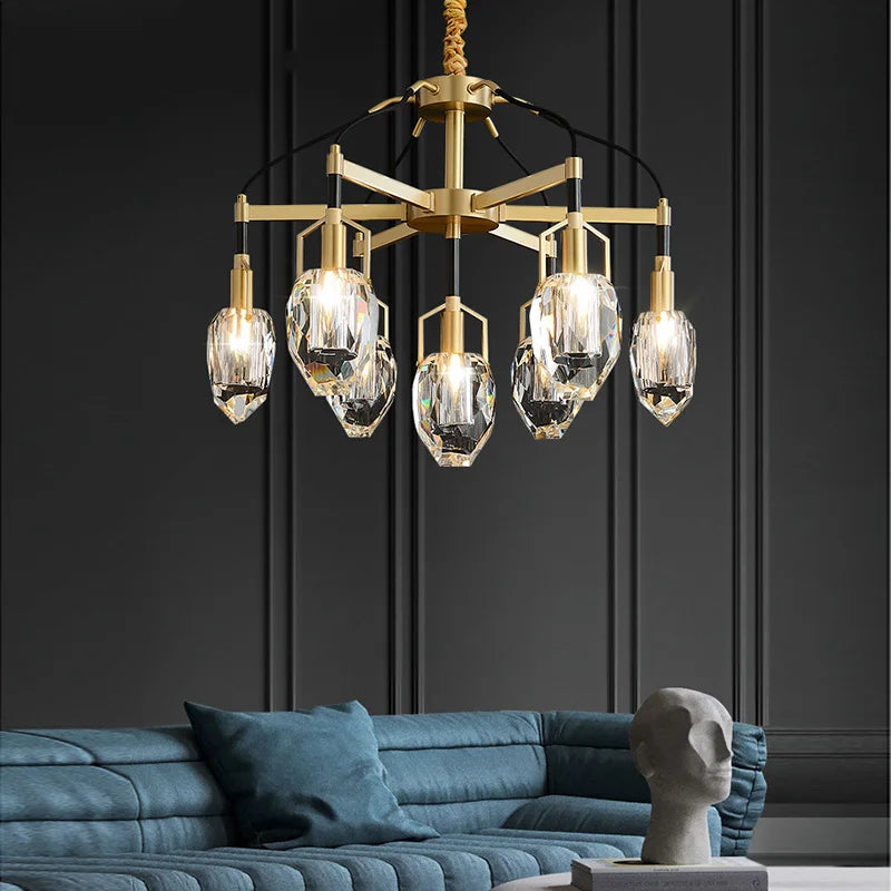 Afralia™ Crystal Chandelier Ceiling Light Modern Design for Living Room Dining Area