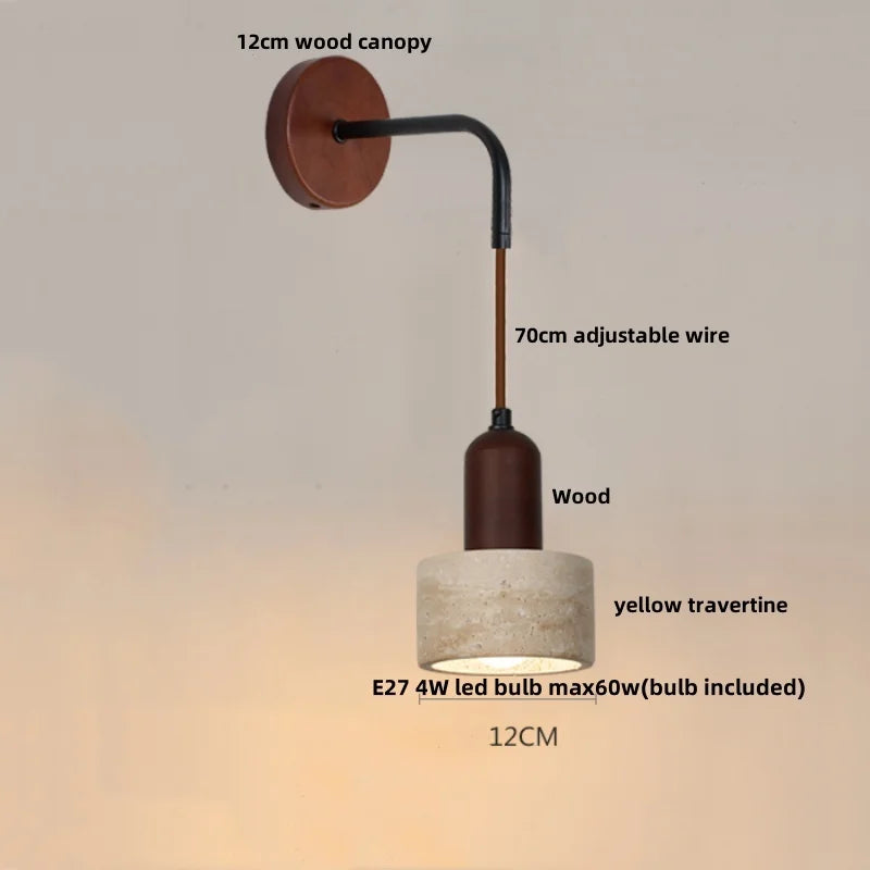 Afralia™ Nordic Wood LED Wall Sconce Yellow Travertine Stair Light