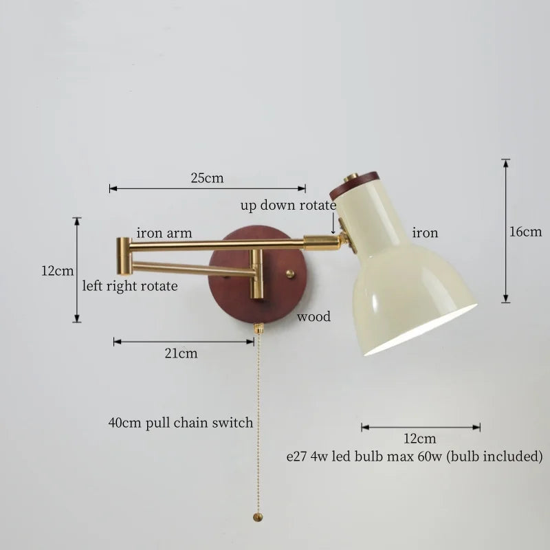 Afralia™ Creamy Iron LED Wall Lamp Bedroom Living Room Bathroom Mirror Stair Light