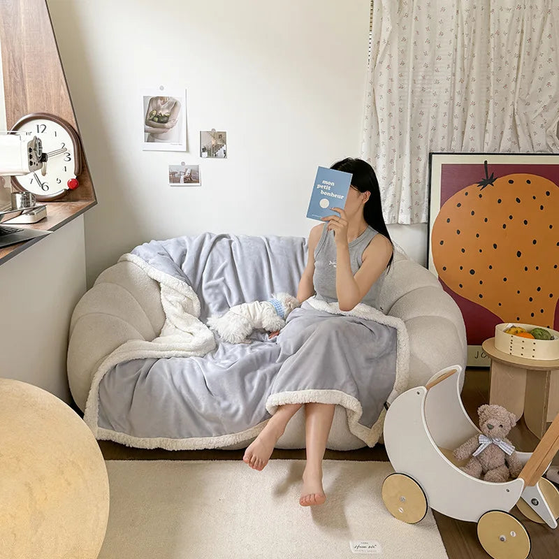 Afralia™ Lamb Wool Multi-Purpose Blanket: Soft & Warm Sofa Cover, Office Quilt