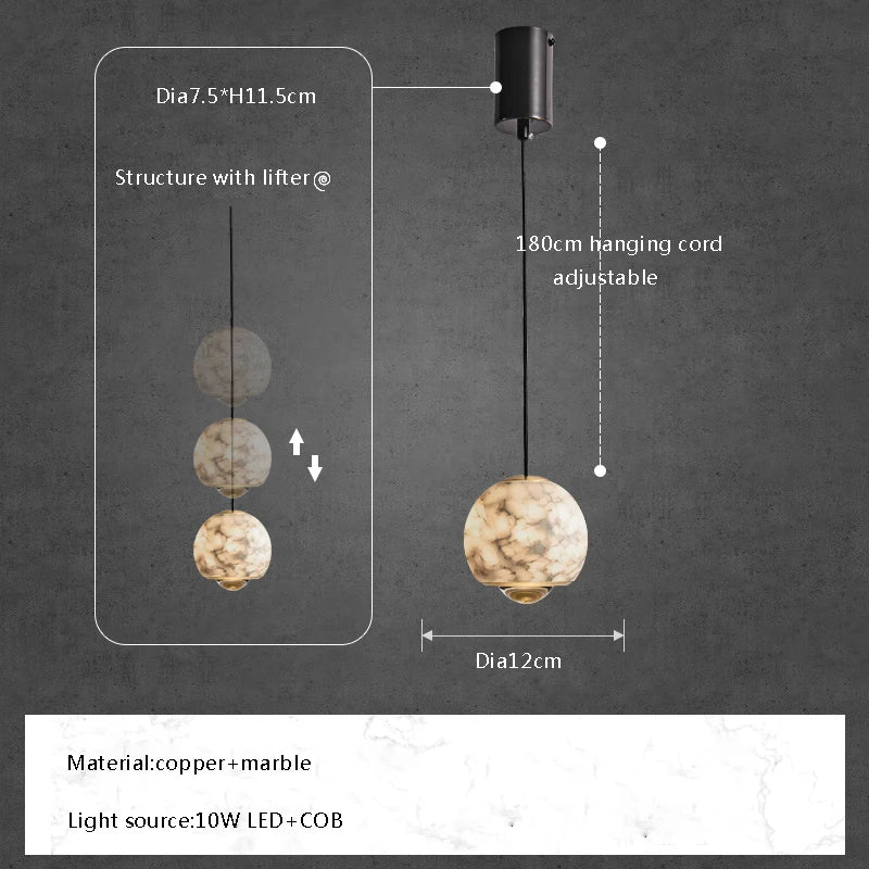Afralia™ Marble Ball Pendant Lights: Elegant LED Hanging Lamps for Home, Dining, Kitchen.